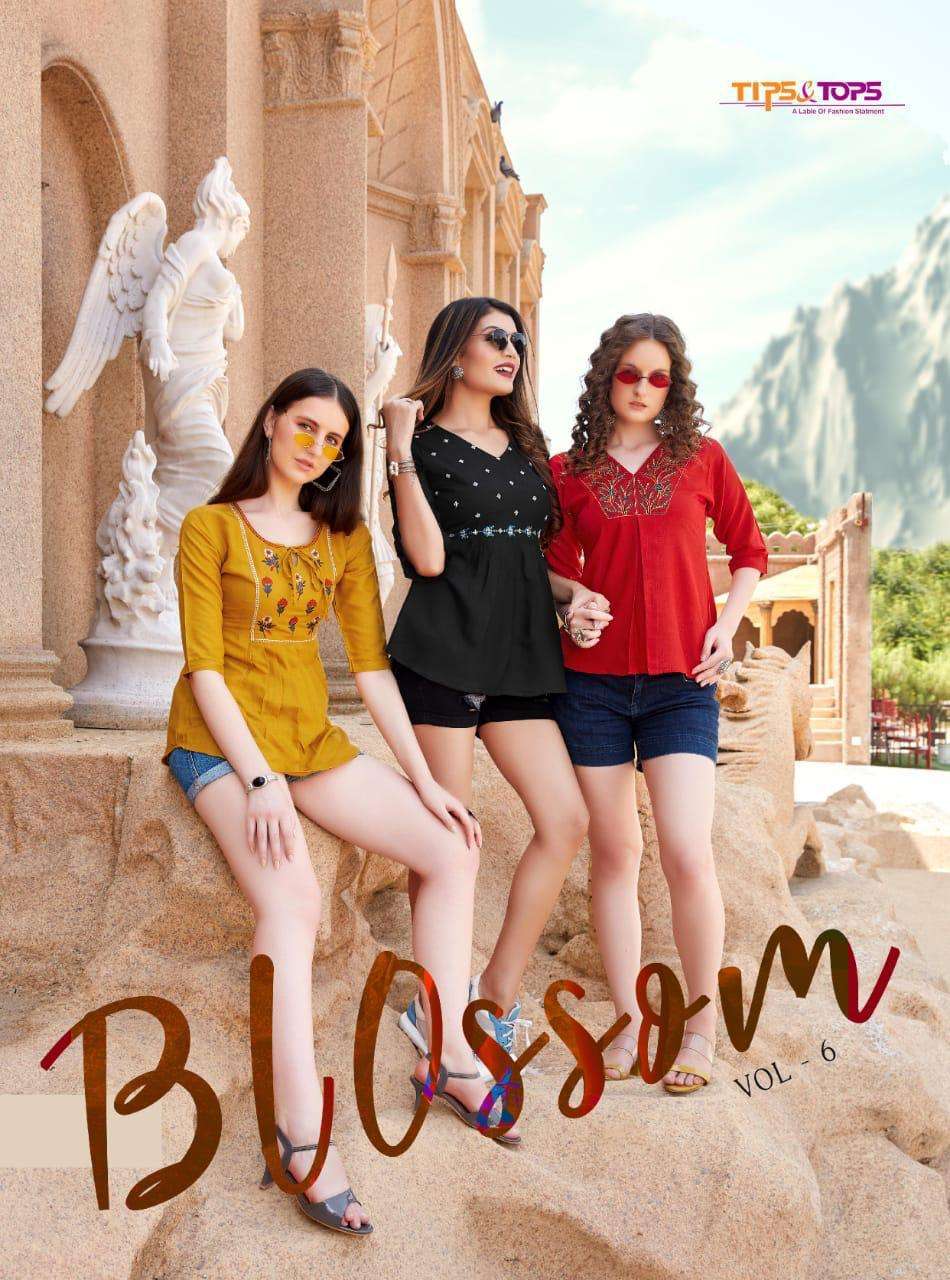 TIPS & TOPS PRESENTS BLOSSOM VOL 6 RAYON LINEN EMBROIDERY WHOLESALE TOPS